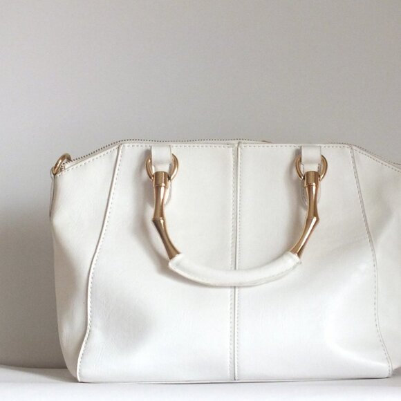 White Handbag with Goldtone Handle - Picture 16 of 16